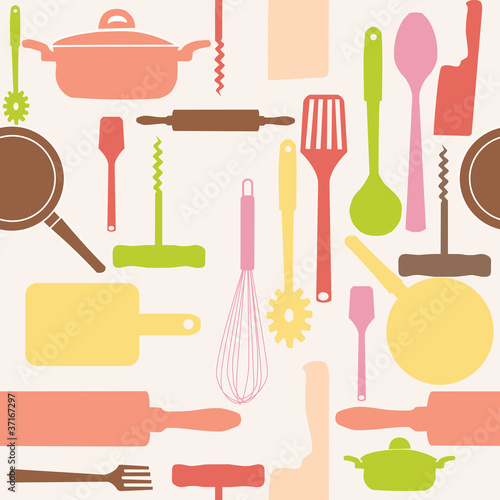 Vector: Vector seamless pattern of kitchen tools. Vector seamless pattern of kitchen tools.