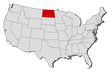 Map of the United States, North Dakota highlighted