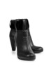 Stylish black leather women's boots  isolated on white
