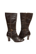 Stylish brown leather women's boots  isolated on white