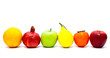 fruits in a row on a white background