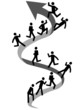 people climbing on up arrow