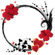 floral frame with hibiscus and hearts floral frame with hibiscus and hearts