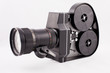 old cinema camera on a white