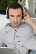 Man listening to headphones