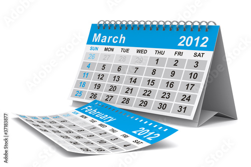 Illustration: 2012 year calendar. March. Isolated 3D image 2012 year calendar. March. Isolated 3D image