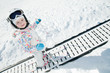 Skiing, little skier in ski school Skiing, little skier in ski school