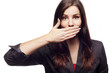 Businesswoman with closed mouth