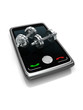 rendered chrome dumbbells with laptop.