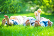 Children feet in green grass Children feet in green grass