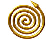 Archimedische Spirale mit Pfeil, Geometrische Kurve in Gold