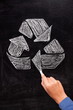 Recycling: Recycle sign on blackboard Recycling: Recycle sign on blackboard