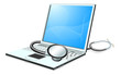 Vector: Laptop pc computer health check concept Laptop pc computer health check concept