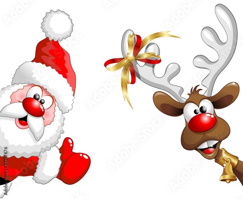 Vector: Renna e Babbo Natale ok-Funny Santa Claus and Reindeer Renna e Babbo Natale ok-Funny Santa Claus and Reindeer