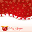 Red Christmas card with stars and starry gift box