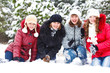 Cheerful girls on snow