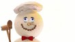 winking snowman with cook's hat