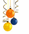 Christmas balls over white