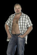 man posing with open shirt