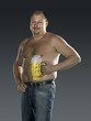 man with naked beer belly
