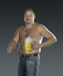 man with painted beer belly