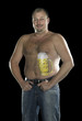 strong man with naked beer belly