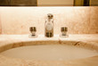 Faucet with handles and white sink