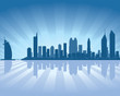 Dubai skyline with reflection in water