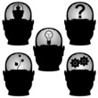The silhouette of the head and brain with the idea inside. The silhouette of the head and brain with the idea inside.
