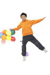 Cute little boy with the balloon jump