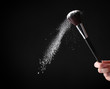 Make up brush with powder on black