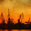 Cargo port, vintage background