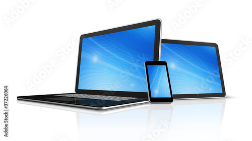 Illustration: laptop, mobile phone and digital tablet pc computer laptop, mobile phone and digital tablet pc computer
