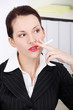 Smoking businesswoman.
