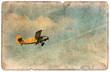 Illustration: Vintage military postcard isolated, flying biplane Vintage military postcard isolated, flying biplane