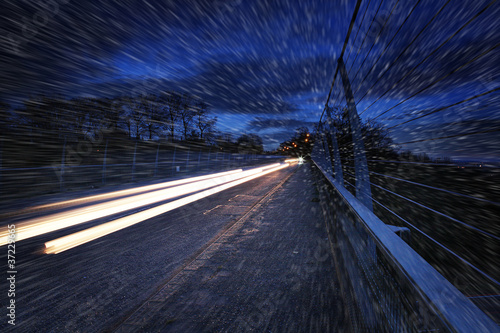Photo: headlights snowing headlights snowing