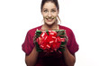 Pretty young woman with present