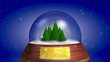 growing pines tree with snow, souvenir and place for text