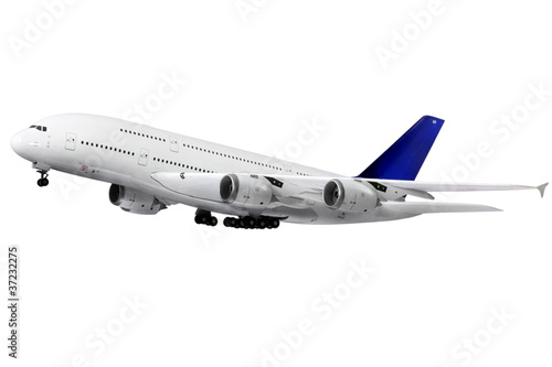 Photo: Modern airplane on white. Modern airplane on white.