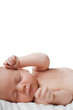 Photo: Newborn child on white, isolated. Newborn child on white, isolated.