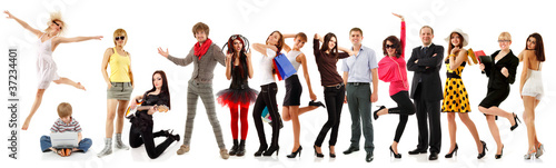 Photo: group people happy isolated on white group people happy isolated on white