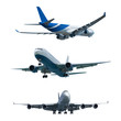 Set of a jet airplanes, isolated on white background