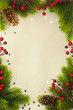 christmas vintage frame with fir and Holly berry christmas vintage frame with fir and Holly berry