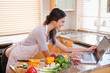 Woman looking for a recipe on the internet