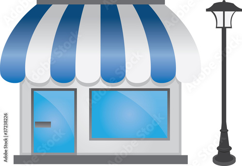 Vector: Store shop front with lightpost Store shop front with lightpost