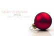 red christmas ball with reflection isolated on white background