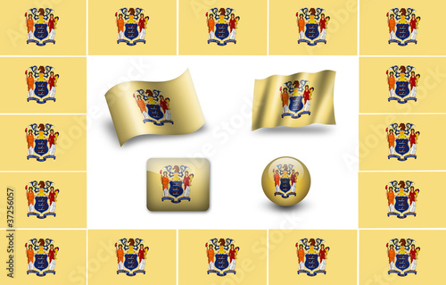Illustration: Flag of New Jersey (USA). icon set. flags frame Flag of New Jersey (USA). icon set. flags frame