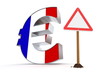 Euro with Triangular Warning Sign - Flag Texture of France