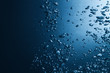 air bubbles in water blue natural background