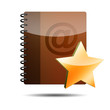 Icono agenda e-mail 3D con simbolo estrella Icono agenda e-mail 3D con simbolo estrella